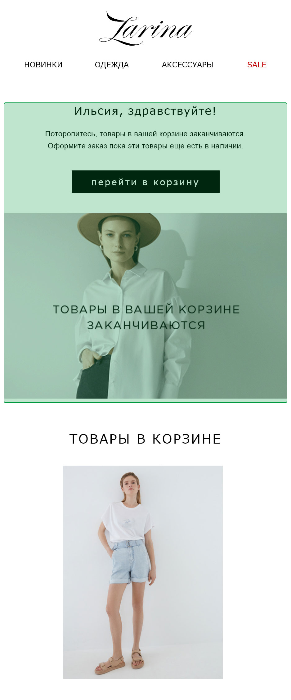 Обновленная рассылка о товаре в корзине, который заканчивается: главная информация и переход в корзину на первом экране Обновленная рассылка о товаре в корзине, который заканчивается: главная информация и переход в корзину на первом экране