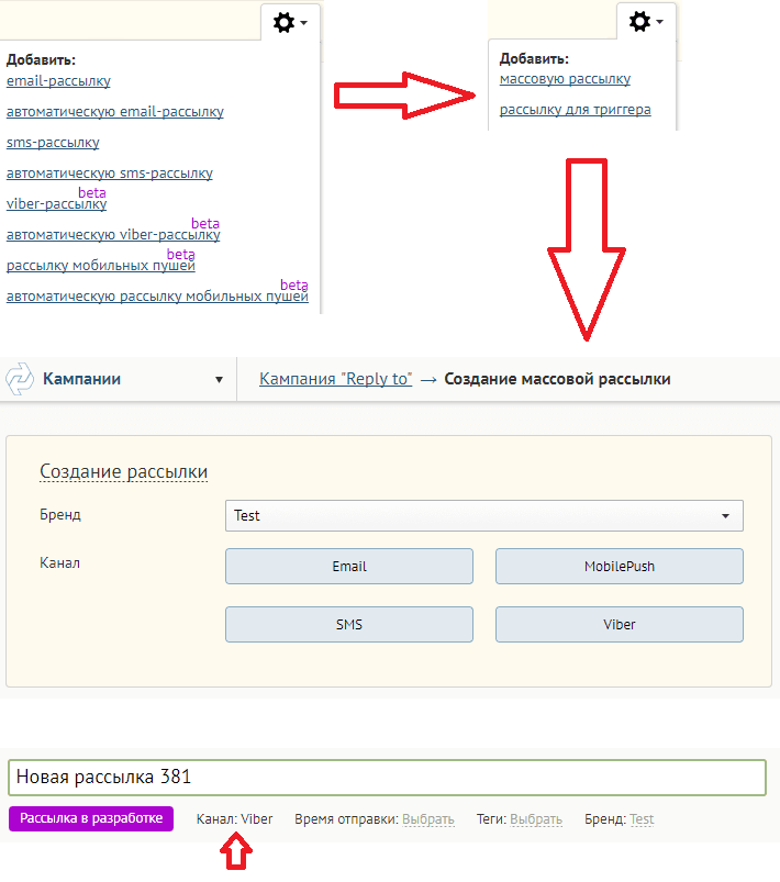 интерфейс заведения рассылок интерфейс заведения рассылок
