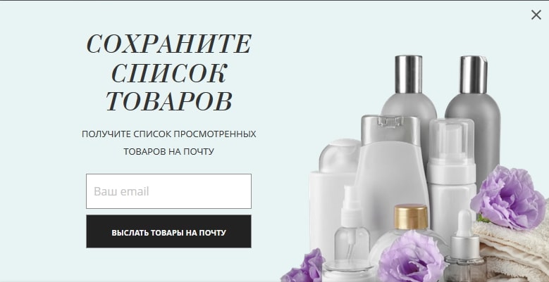 Если клиент оставляет почтовый ящик, то высылаем ему письмо с просмотренным списком товаров Если клиент оставляет почтовый ящик, то высылаем ему письмо с просмотренным списком товаров