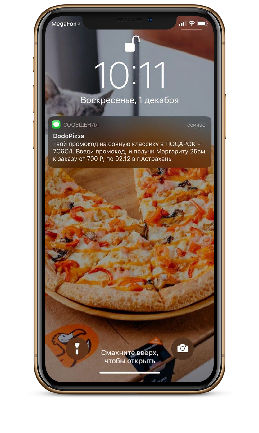 SMS-рассылка для посетителей пиццерии в Астрахани